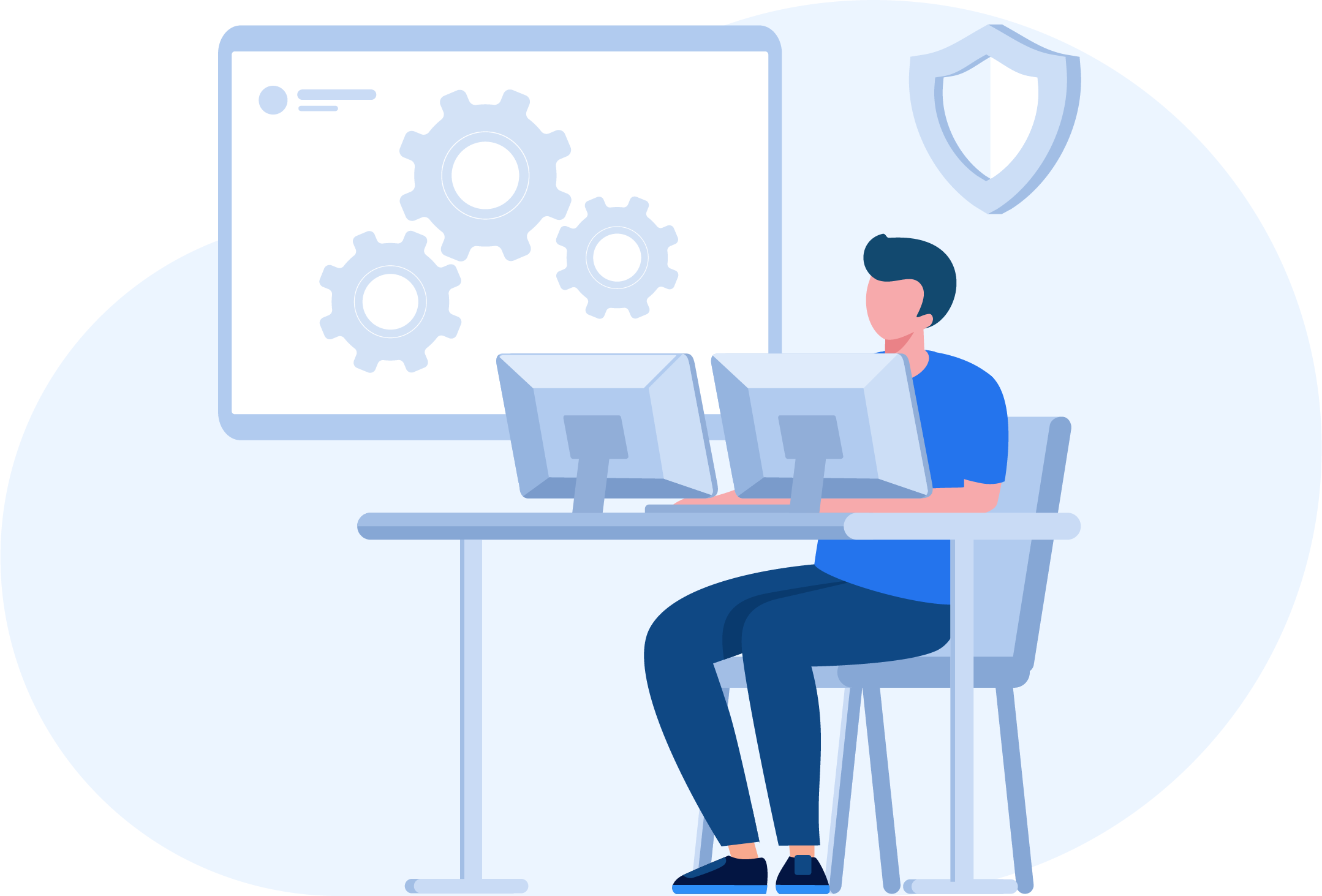 パソコンで作業ミスを減らし、正確に業務を遂行している様子